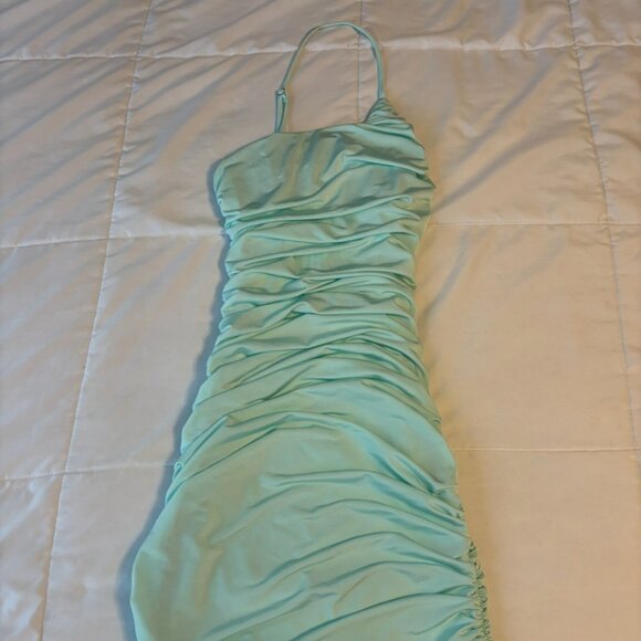 Seafoam Green Ruffled Bodycon Dress - Picture 1 of 2